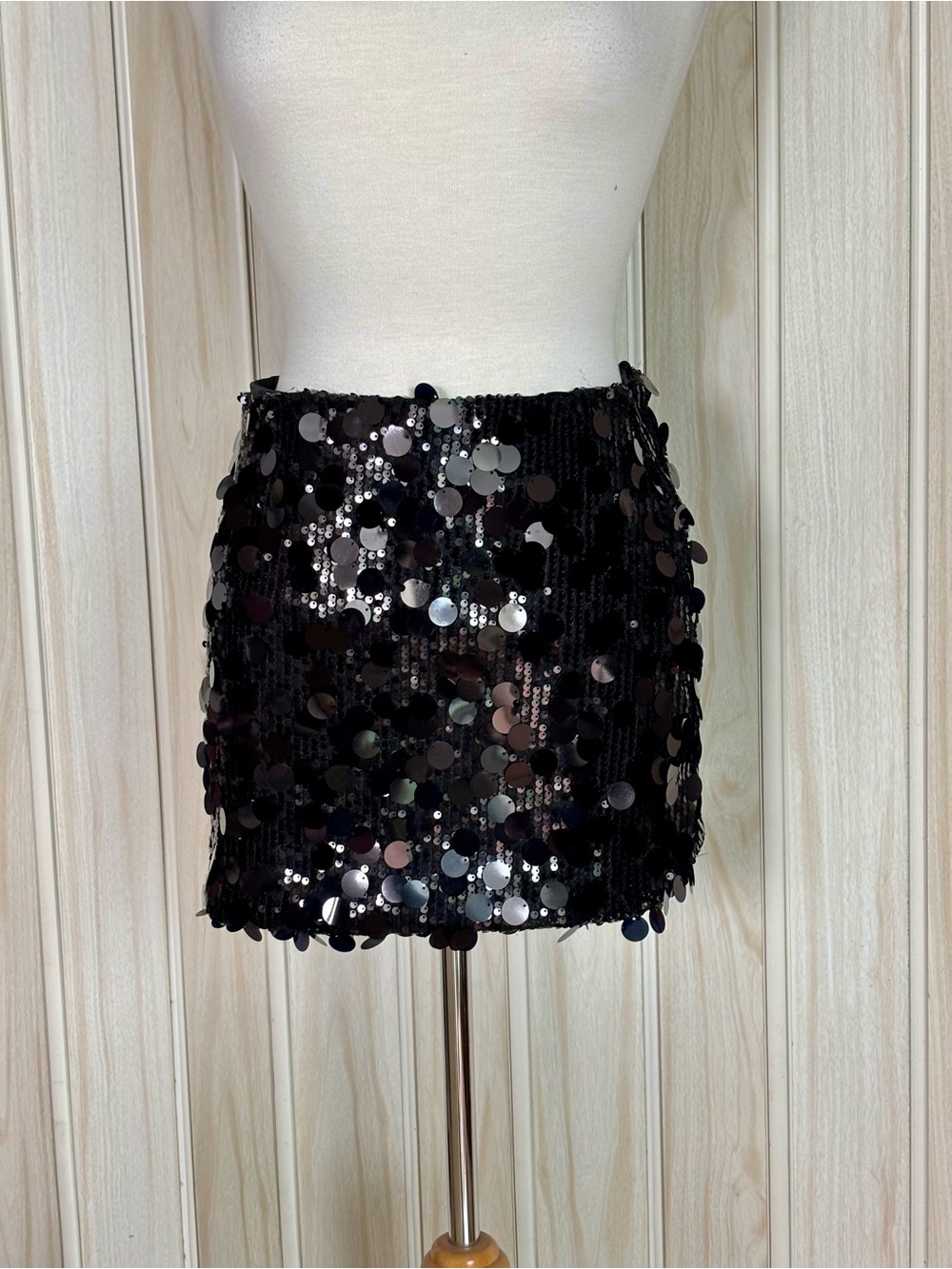 Black Sequin Mini Skirt - Women's Party Skirt